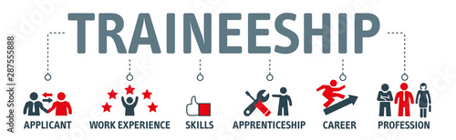 Banner traineeship program vector illustration concept with icons