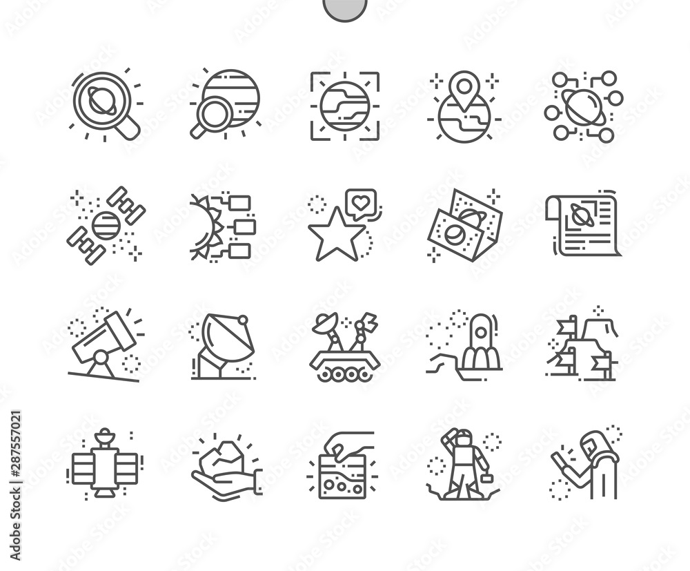Space research Well-crafted Pixel Perfect Vector Thin Line Icons 30 2x Grid for Web Graphics and Apps. Simple Minimal Pictogram