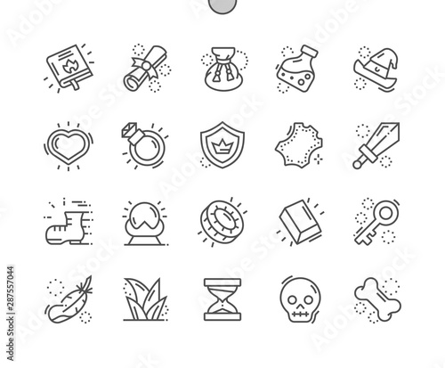 Fantasy game Well-crafted Pixel Perfect Vector Thin Line Icons 30 2x Grid for Web Graphics and Apps. Simple Minimal Pictogram