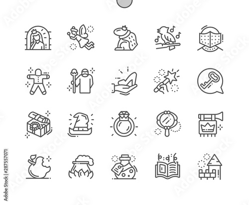 Fairy tales Well-crafted Pixel Perfect Vector Thin Line Icons 30 2x Grid for Web Graphics and Apps. Simple Minimal Pictogram