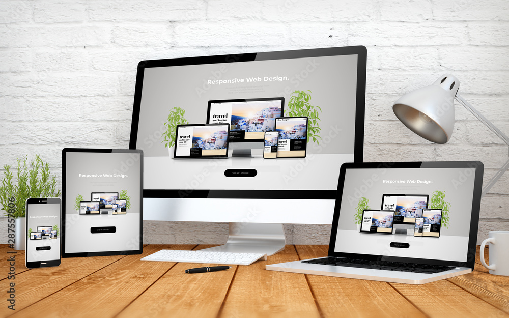 website responsive design screen multidevices - obrazy, fototapety, plakaty 
