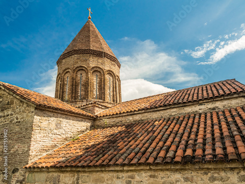 Old historical Georgian church in Ananuri castle complex, Georgia