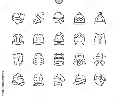 Winter headwear Well-crafted Pixel Perfect Vector Thin Line Icons 30 2x Grid for Web Graphics and Apps. Simple Minimal Pictogram