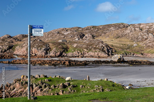 bus stop by the beach in Fionnphort
