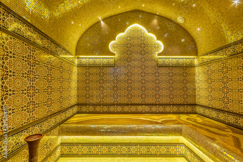 Tablou pe pânză Interior of colorful mosaics steam room