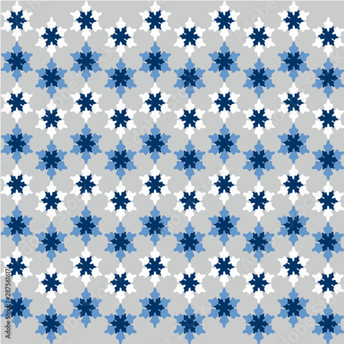 Seamless pattern of snowflake blue, white, gray background, for background graphic, paper print or ornament product. Vector design. Christmas winter template.