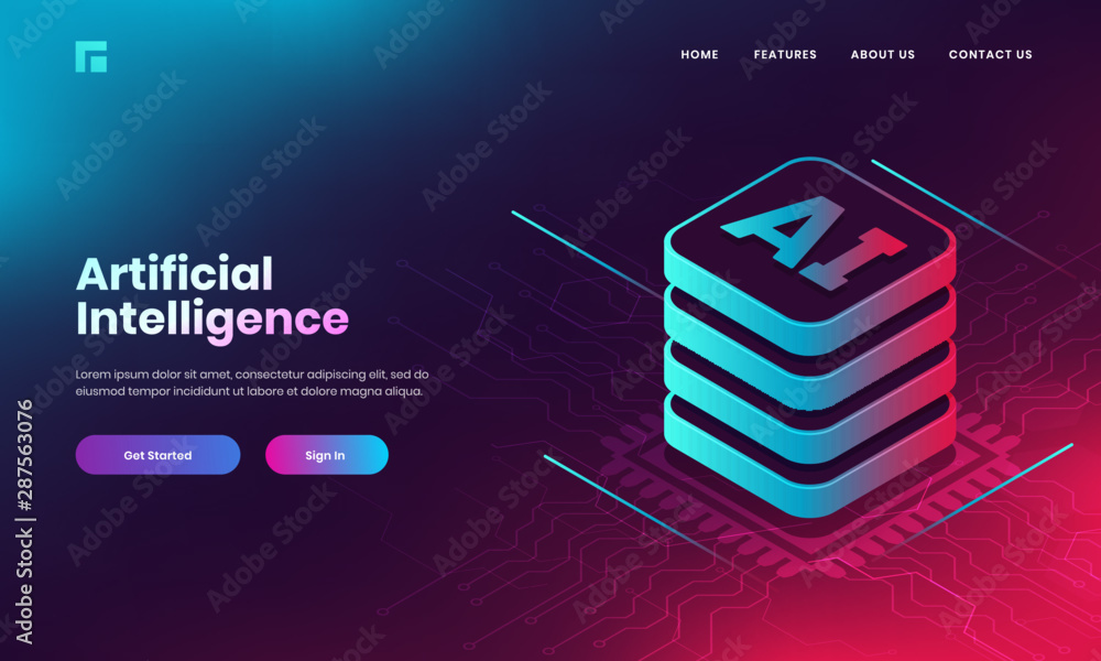 Ai Page De Garde Photo Artificial Intelligence (AI) concept based landing page design
