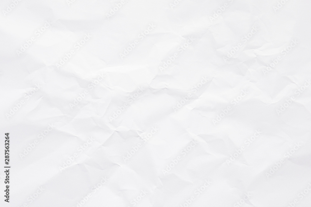 Fototapeta premium Clean white paper, wrinkled, abstract background.