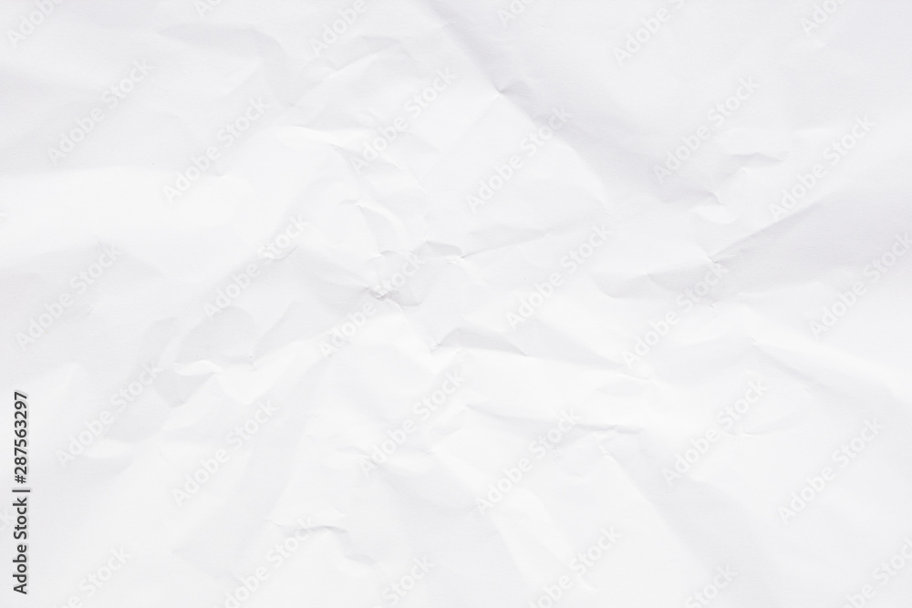 Fototapeta premium Clean white paper, wrinkled, abstract background.