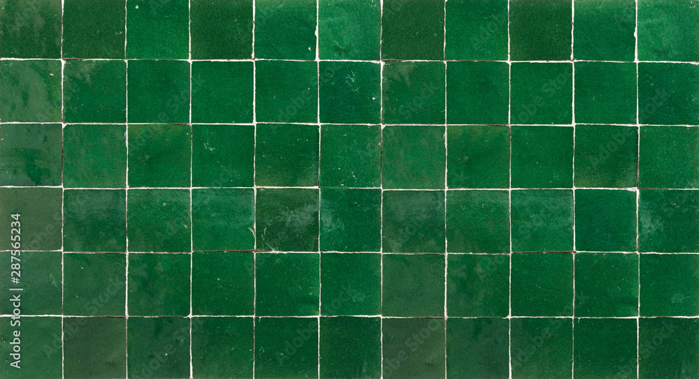 Inaccessible Try out Mount Vesuvius Old retro dark green ceramic tile texture background. Dark green square  tiled wall. Stock Photo | Adobe Stock