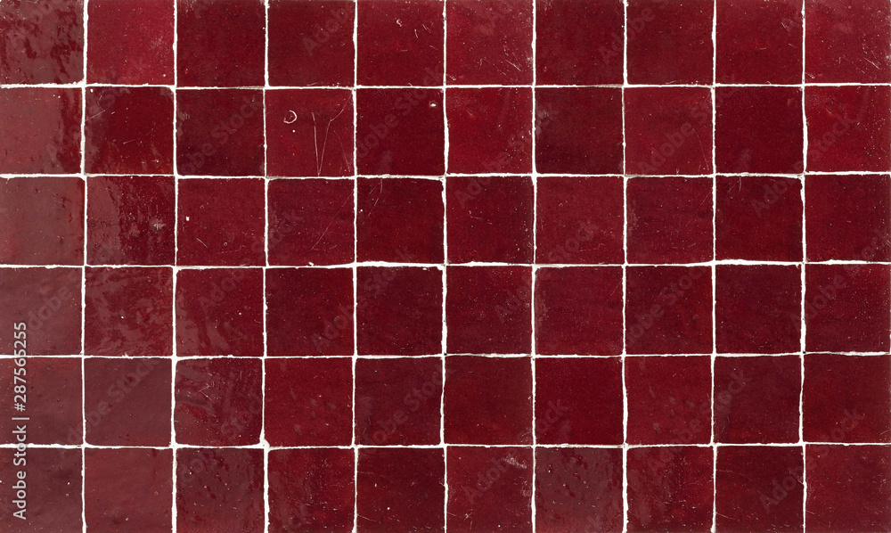 Old retro dark brown ceramic tile texture background. Dark brown square