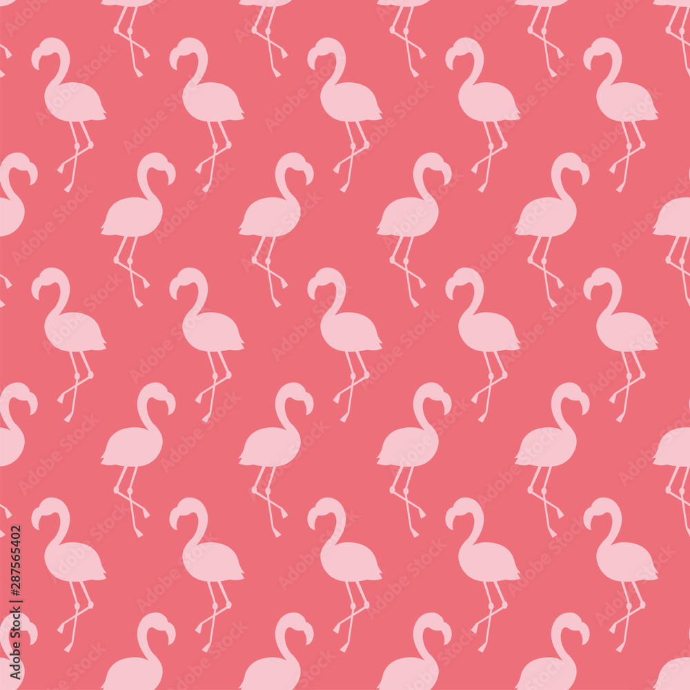 Pink seamless pattern with flamingo birds Pink seamless pattern with flamingo birds