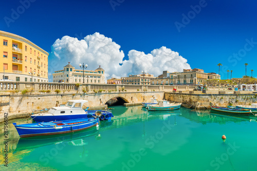 Scenic view of Ortygia (Ortigia), Syracuse, Italy. Cityscape of the famous historical place on Sicily photo
