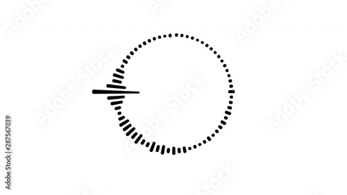 Graphic circular loop of rythmic black audio frequency sound wave on white background