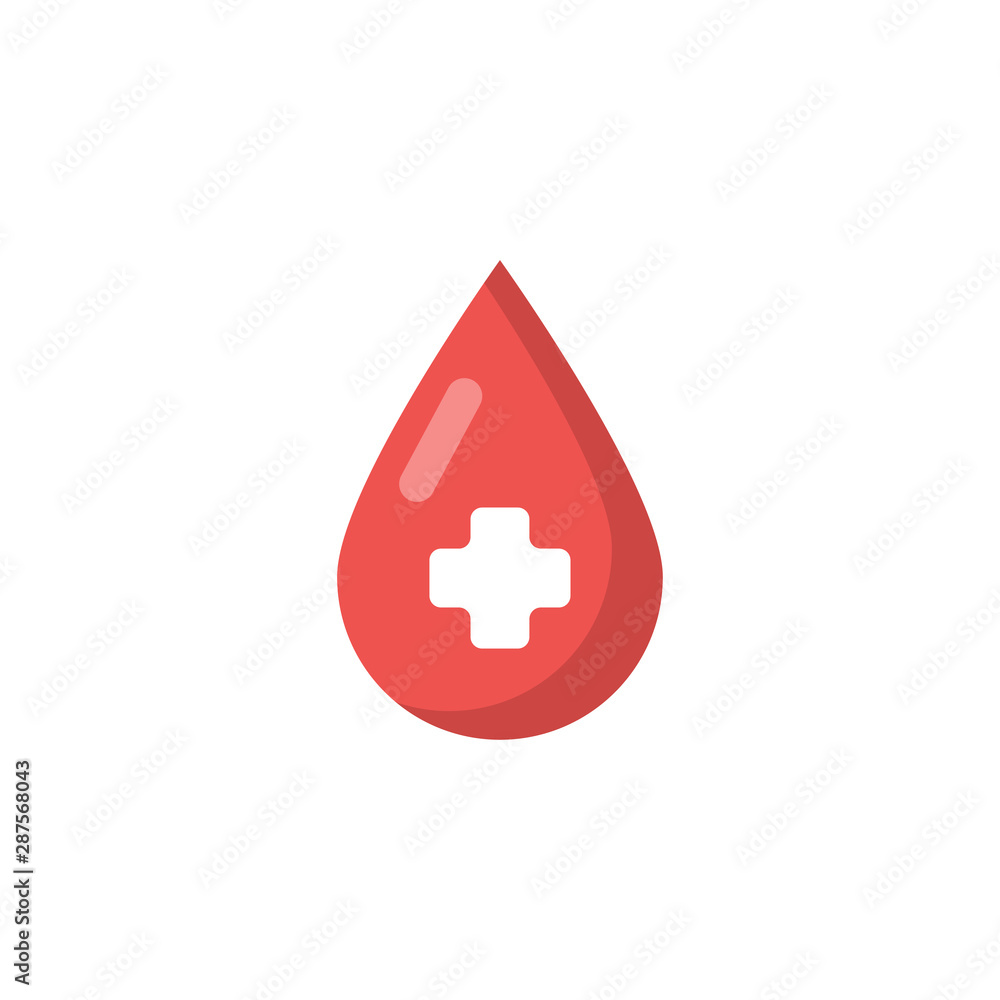 red blood drop flat on white background red blood drop flat on white background