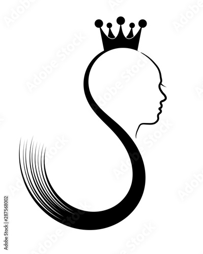 Silhouette of girl head, Beauty Queen