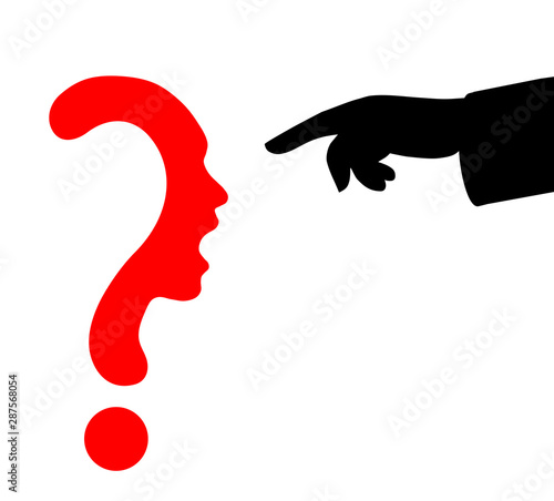 Question mark symbol silhouette of a girl