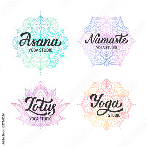Lettering colorful logo set