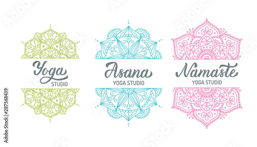 Yoga studio logo set
