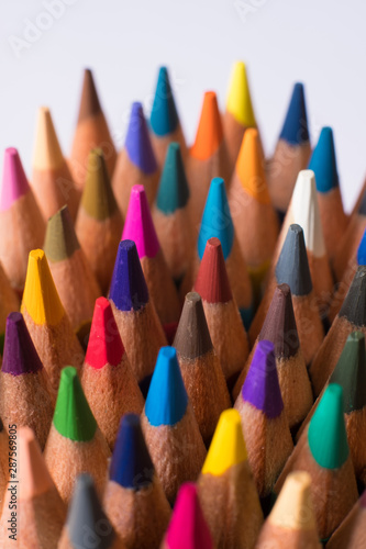 close up macro tip color pencils.
