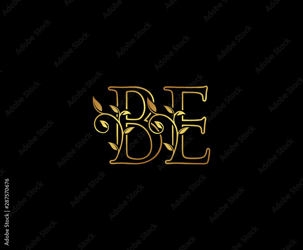 Initial letter B and E, BE, Gold Logo Icon, classy gold letter monogram logo icon suitable for boutique,restaurant, wedding service, hotel or business identity. Initial letter B and E, BE, Gold Logo Icon, classy gold letter monogram logo icon suitable for boutique,restaurant, wedding service, hotel or business identity.
