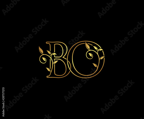 Initial letter B and O, BO, Gold Logo Icon, classy gold letter monogram logo icon suitable for boutique,restaurant, wedding service, hotel or business identity. 