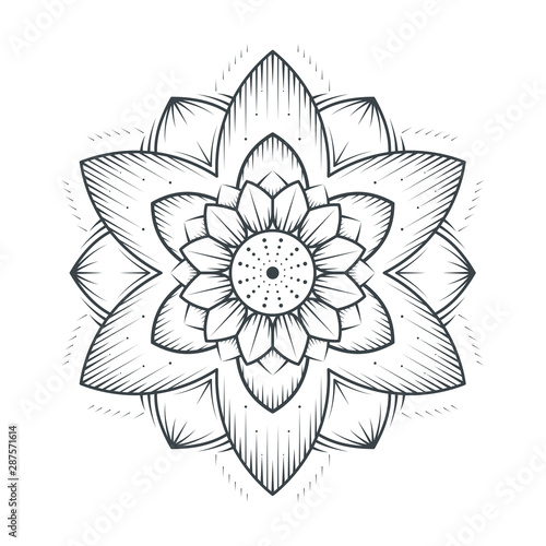 Petals flower mandala line ...
