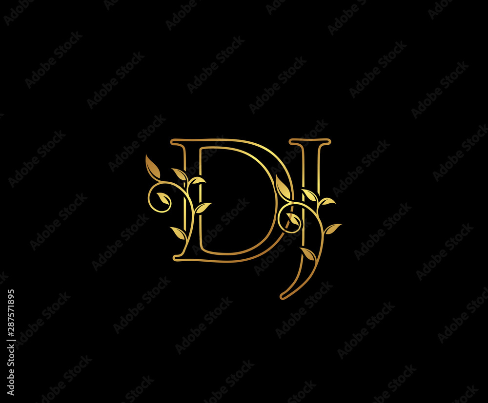 Initial letter D and J, DJ, Gold Logo Icon, classy gold letter monogram logo icon suitable for boutique,restaurant, wedding service, hotel or business identity. Initial letter D and J, DJ, Gold Logo Icon, classy gold letter monogram logo icon suitable for boutique,restaurant, wedding service, hotel or business identity.