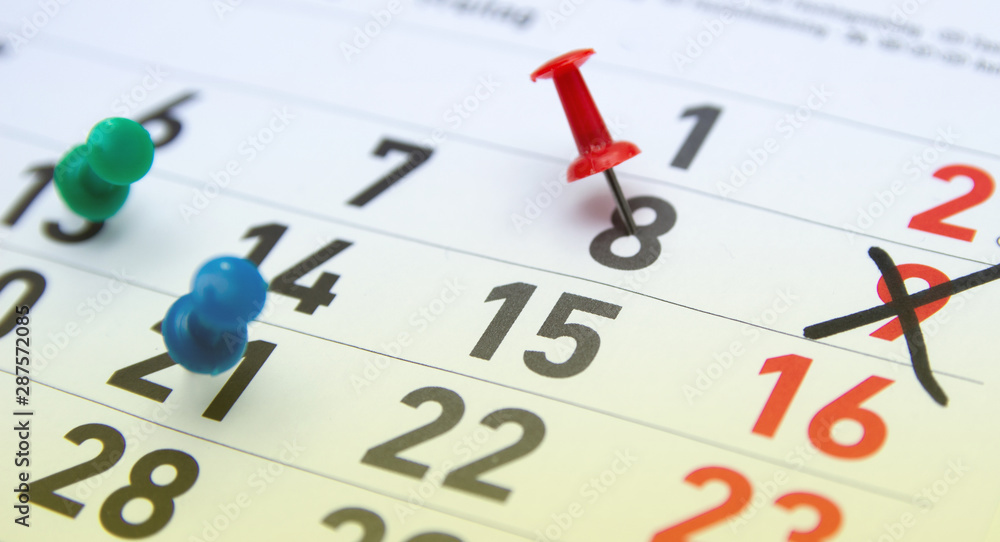 Calendar, diary with marks of significant and special dates. Calendar, diary with marks of significant and special dates.