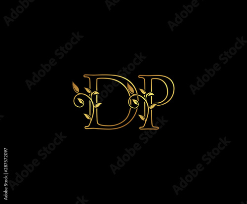 Initial letter D and P, DP, Gold Logo Icon, classy gold letter monogram logo icon suitable for boutique,restaurant, wedding service, hotel or business identity. 