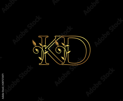 Initial letter K and D, KD, Gold Logo Icon, classy gold letter monogram logo icon suitable for boutique,restaurant, wedding service, hotel or business identity. 