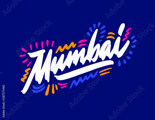 Mumbai handwritten city name.Modern Calligraphy Hand Lettering for Printing,background ,logo, for posters, invitations, cards, etc. Typography vector.