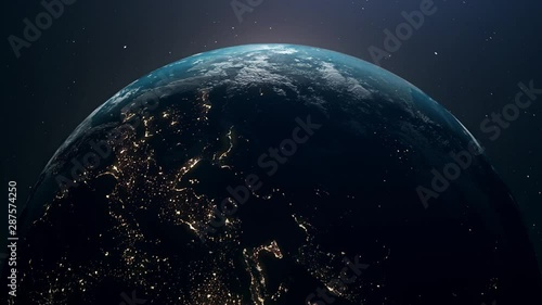 Planet Earth, world from space. 3 different style 3D rendering of rising sun over the Earth from deep galaxy. Mix of World High Quality detailed animation