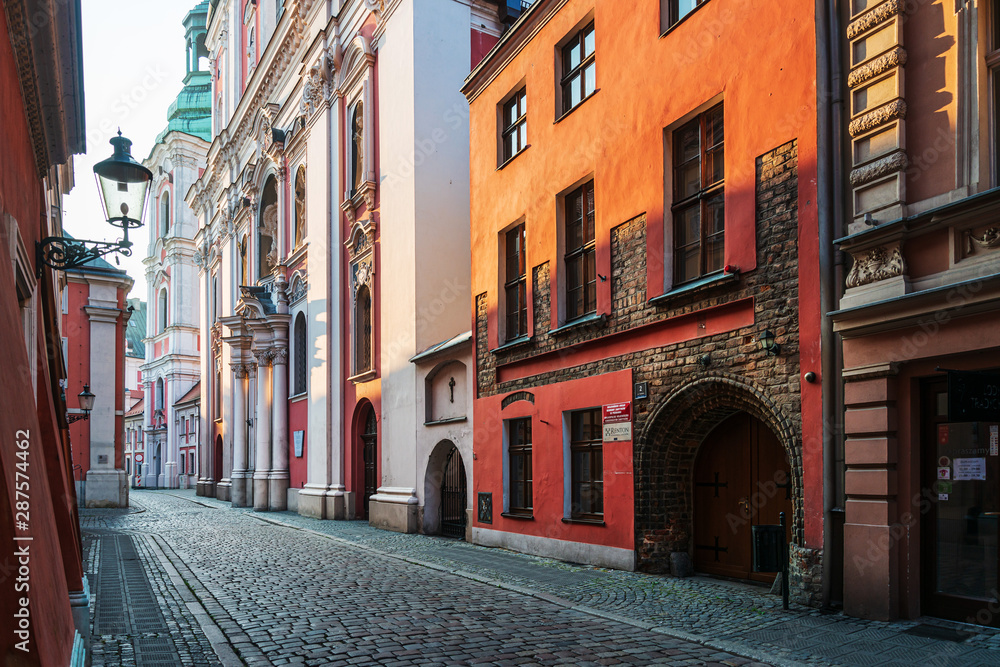 POZNAN, POLAND - September 2, 2019: Antique building view in Old Town Poznan, Poland