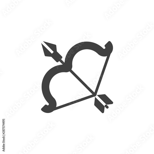 Archery bow and arrow vector icon. filled flat sign for mobile concept and web design. Cupid bow glyph icon. Symbol, logo illustration. Vector graphics