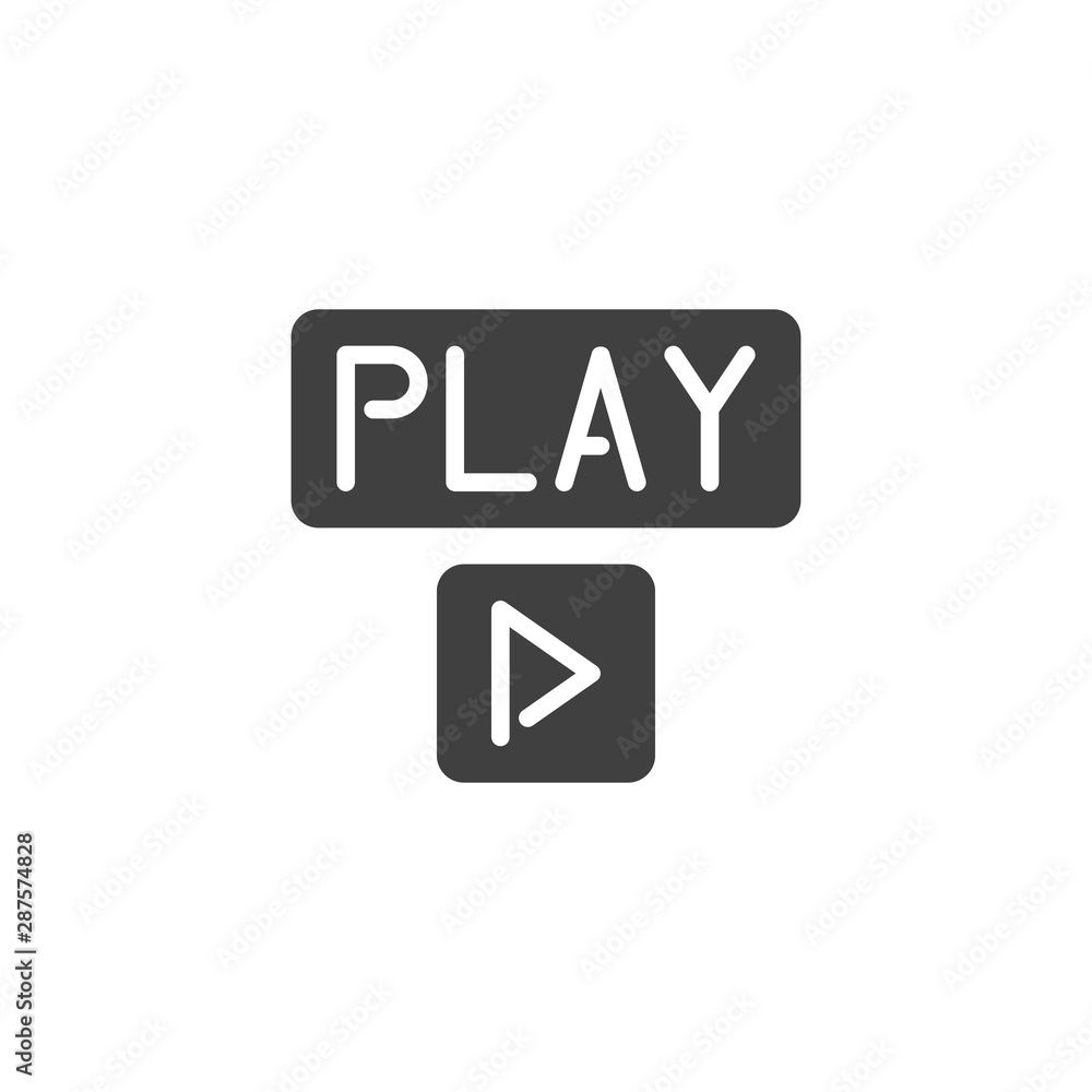 Game play button vector icon. filled flat sign for mobile concept and web design. Square play button glyph icon. Symbol, logo illustration. Vector graphics Game play button vector icon. filled flat sign for mobile concept and web design. Square play button glyph icon. Symbol, logo illustration. Vector graphics