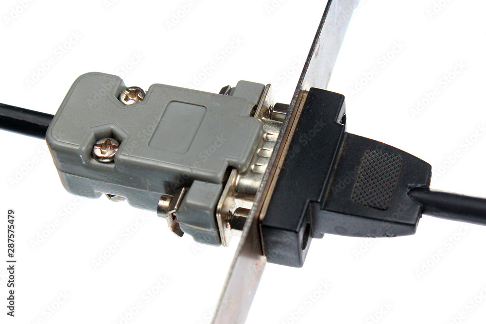 Male and female DB9 connectors, isolated on white background Male and female DB9 connectors, isolated on white background