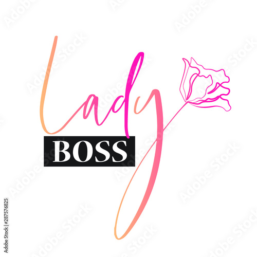 Lady logo, art flower, vector illustration