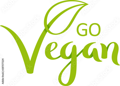 GO VEGAN green brush calligraphy banner