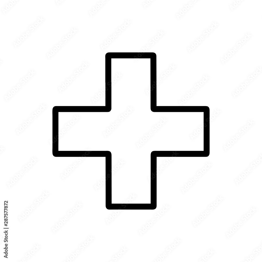 Flat line minimal cross icon. Simple vector cross icon. Isolated cross icon for various projects. Flat line minimal cross icon. Simple vector cross icon. Isolated cross icon for various projects.