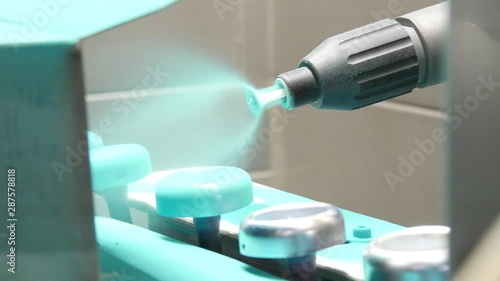 Factory production line, coating with paint