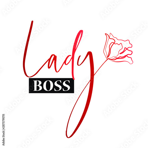 Lady logo, art flower, vector illustration