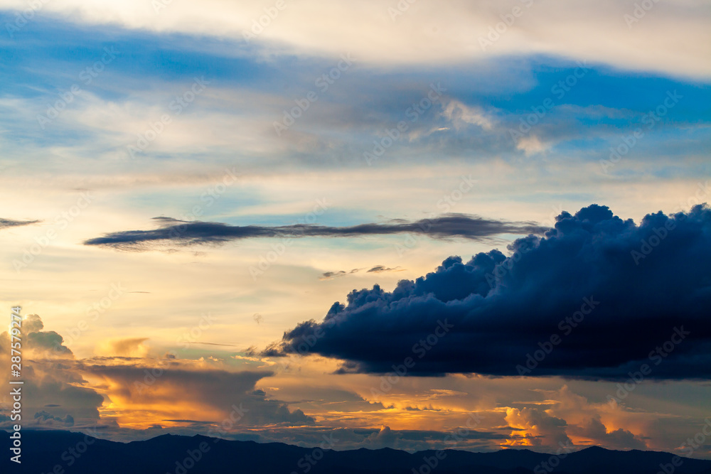 Fototapeta premium colorful dramatic sky with cloud at sunset