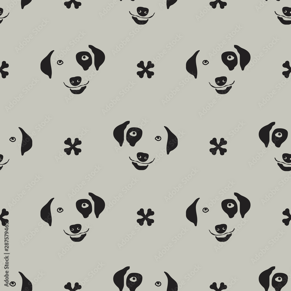 cartoon balck and white dog pattern cartoon balck and white dog pattern