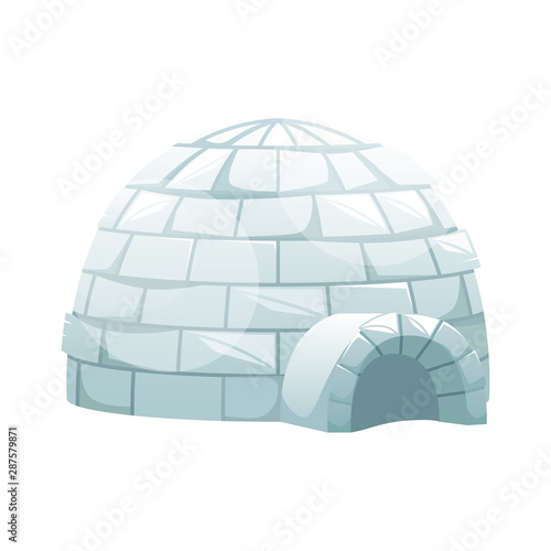 Ice igloo. Winter Northern landscape. The life of the Inuit.