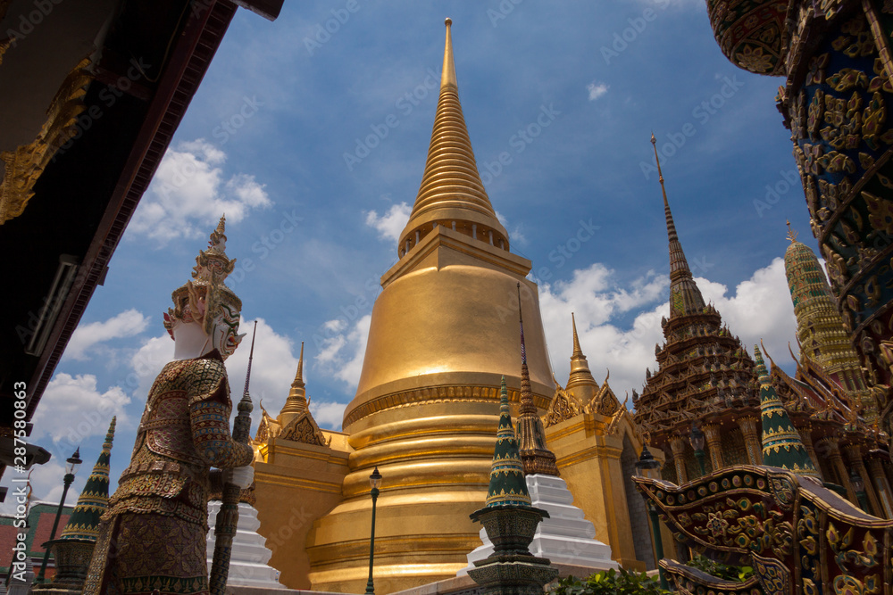 Wat Phra Kaew, Temple of the Emerald Buddha Wat Phra Kaew is one of Bangkok's most famous tourist sites  at Bangkok, Thailand