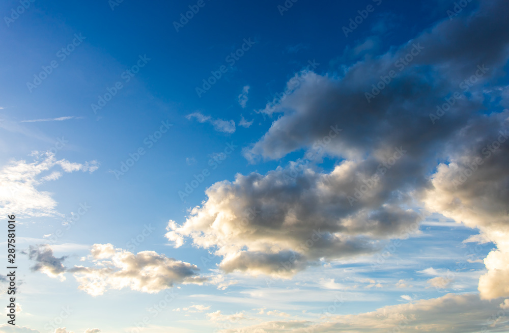 colorful dramatic sky with cloud at sunset
