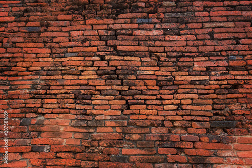 Close up old red brick wall texture background pattern.