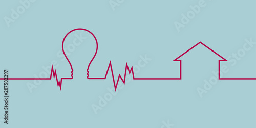 The idea of an electrocardiogram. Isolated on blue background.