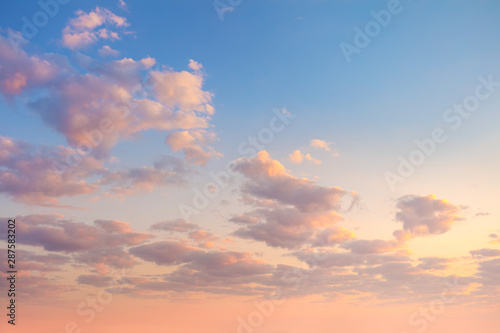 Gentle Sky Clouds Background at Sunrise time, natural colors © Taiga